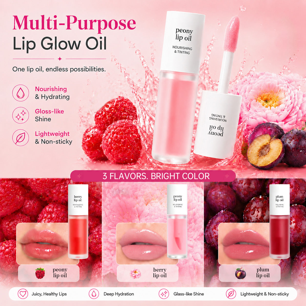 Korean Lip Tint Stain Trio Bundle | Glossy Lip Stain, Tinting & Long Lasting